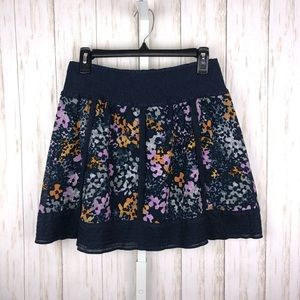Free People Navy Blue Floral Circle Mini Skirt M